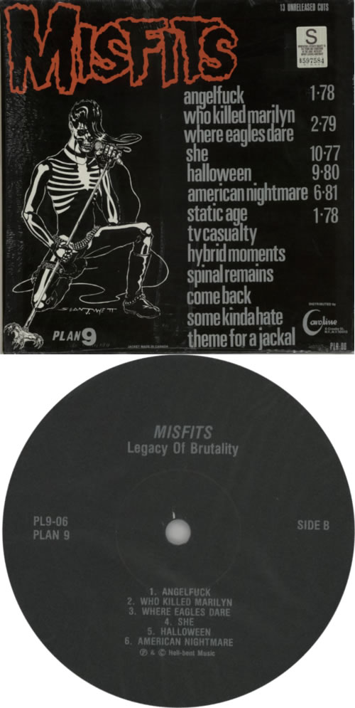 米LP Misfits Legacy Of Brutality 619061 Plan 9, Caroline Rec /00260 Misfits Legacy Of Brutality US vinyl LP album (LP record